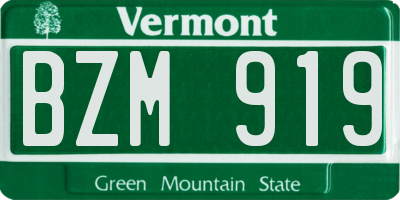 VT license plate BZM919