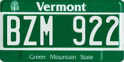 VT license plate BZM922