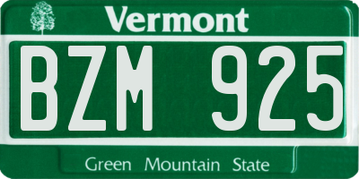 VT license plate BZM925
