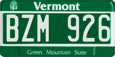 VT license plate BZM926
