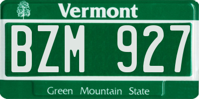 VT license plate BZM927