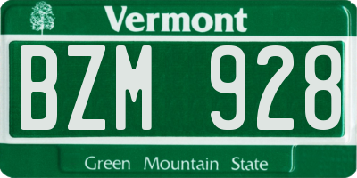VT license plate BZM928