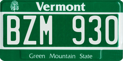 VT license plate BZM930