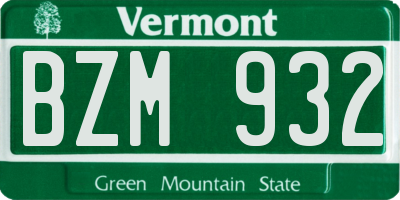 VT license plate BZM932