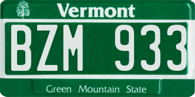 VT license plate BZM933