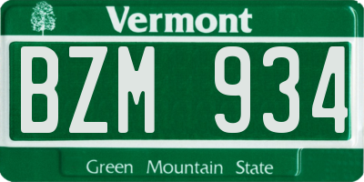 VT license plate BZM934