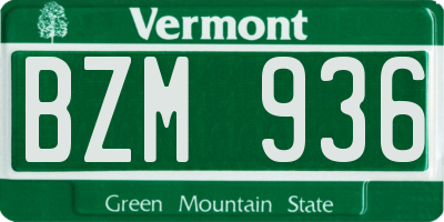 VT license plate BZM936
