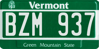 VT license plate BZM937
