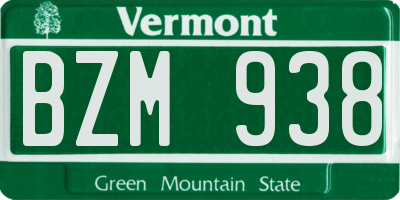 VT license plate BZM938