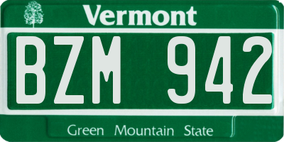 VT license plate BZM942