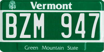 VT license plate BZM947