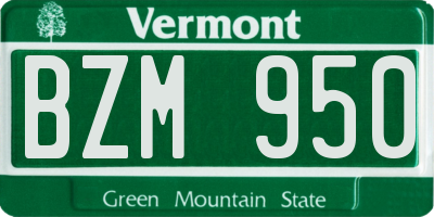 VT license plate BZM950