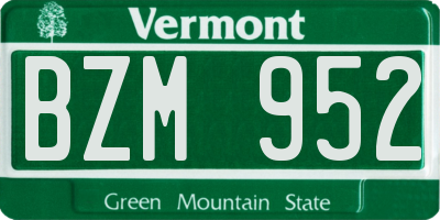 VT license plate BZM952