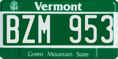 VT license plate BZM953