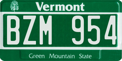 VT license plate BZM954