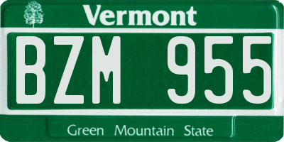 VT license plate BZM955