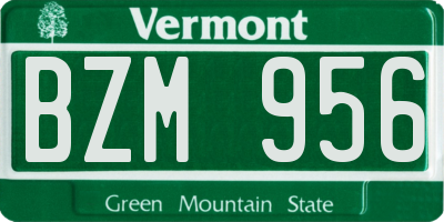 VT license plate BZM956