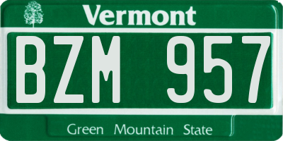 VT license plate BZM957