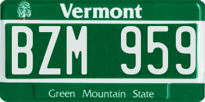 VT license plate BZM959