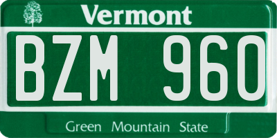 VT license plate BZM960