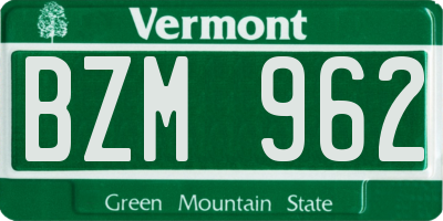 VT license plate BZM962