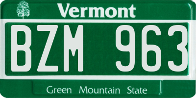 VT license plate BZM963