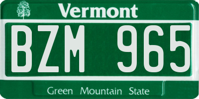 VT license plate BZM965