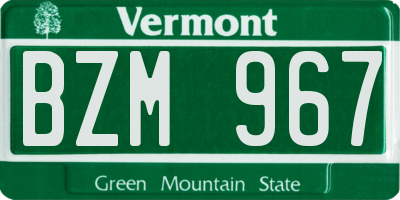VT license plate BZM967