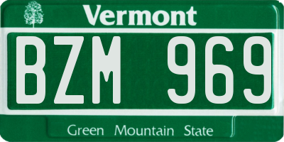 VT license plate BZM969