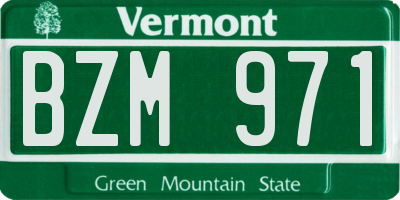 VT license plate BZM971