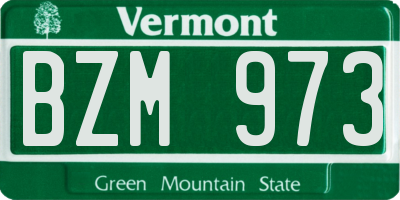 VT license plate BZM973