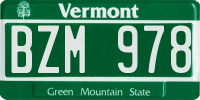 VT license plate BZM978