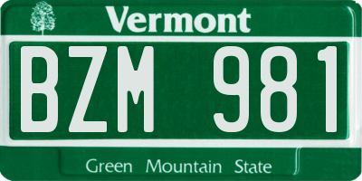 VT license plate BZM981