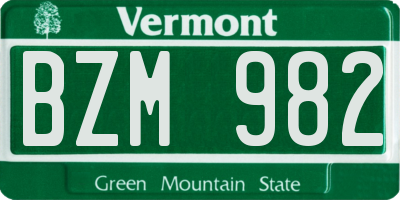 VT license plate BZM982