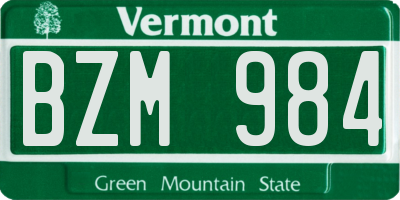 VT license plate BZM984