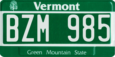 VT license plate BZM985