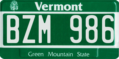 VT license plate BZM986