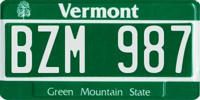 VT license plate BZM987