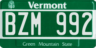 VT license plate BZM992