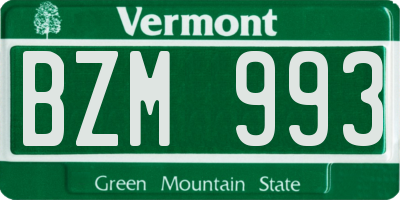 VT license plate BZM993