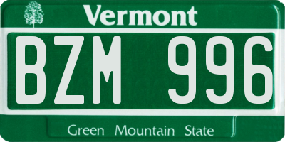 VT license plate BZM996