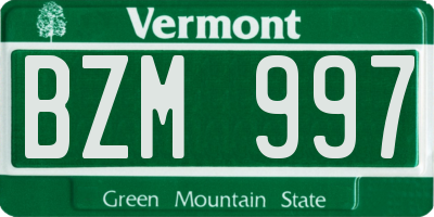 VT license plate BZM997