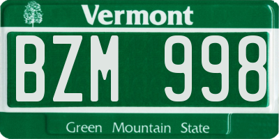 VT license plate BZM998