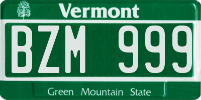VT license plate BZM999