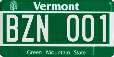VT license plate BZN001