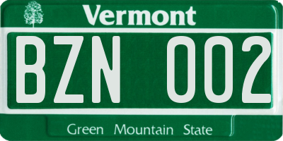 VT license plate BZN002