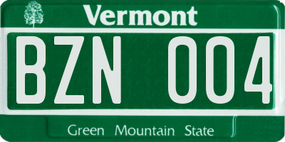 VT license plate BZN004