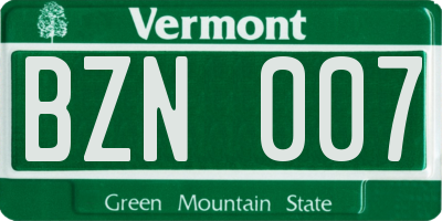 VT license plate BZN007