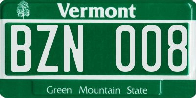 VT license plate BZN008