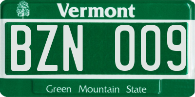 VT license plate BZN009
